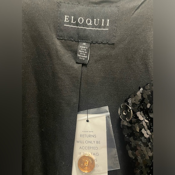 NWT Eloquii black and white plaid design sequins blazer. Size 14 - Picture 4 of 4